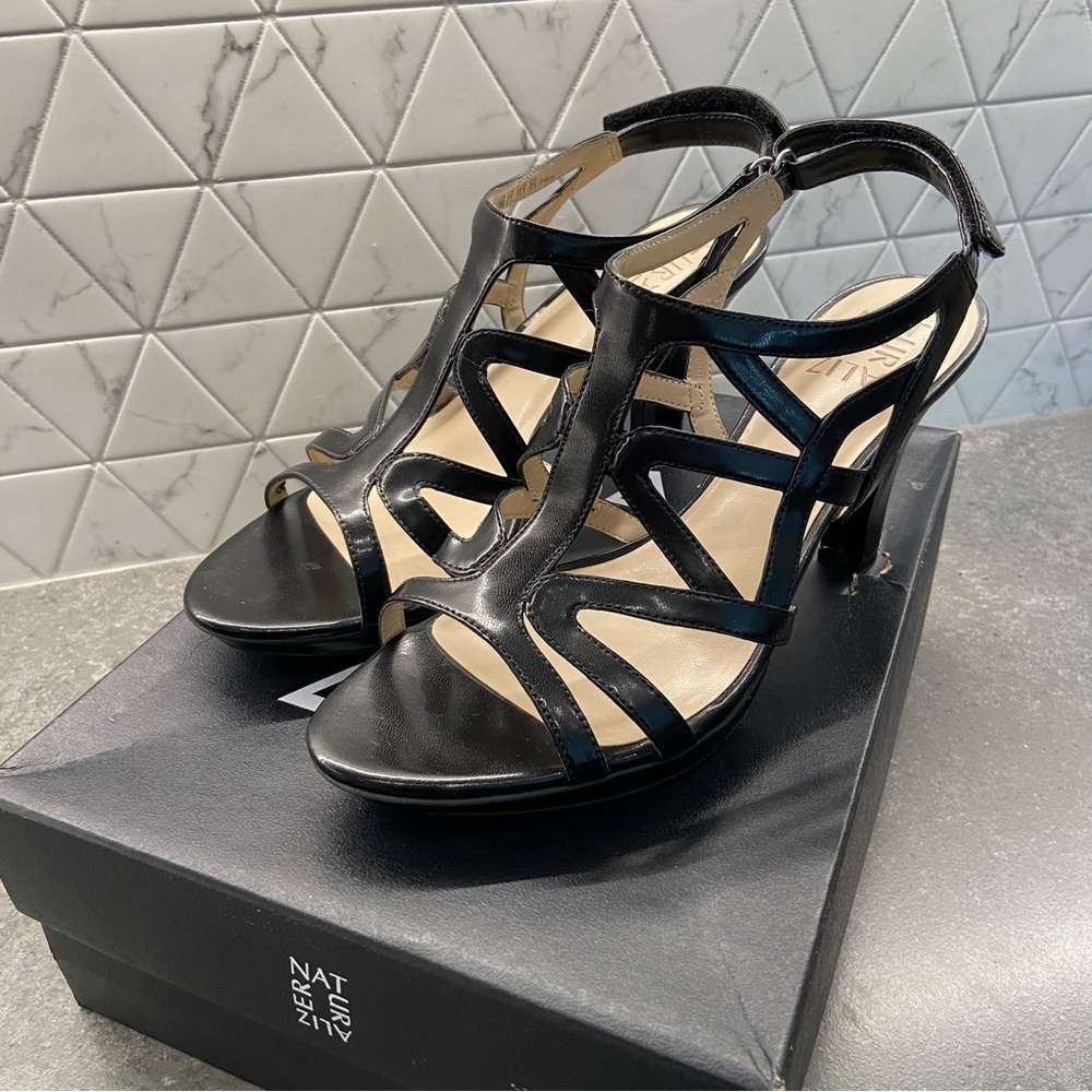 Naturalizer Black Strappy High Heel Sandals